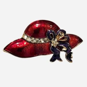 Elegant Red and Purple Hat Brooch